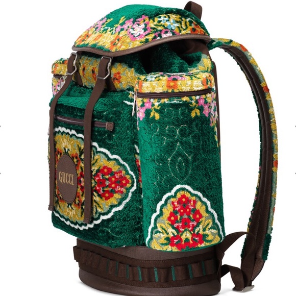 LARGE FLORAL VELVET JACQUARD BACKPACK GUCCI - Picture 7 of 8